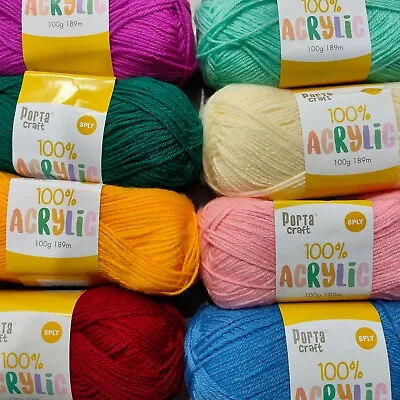 $3.50 • Buy 100g Knitting Yarn 8 Ply Acrylic Yarn Soft Porta Yarn Good Quality