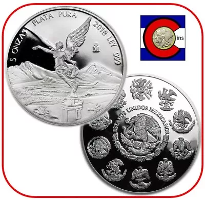 2018 Mexican Mint Libertad Proof Finish 5oz Troy Ounce Silver Coin 0.999 Proof • £234.50