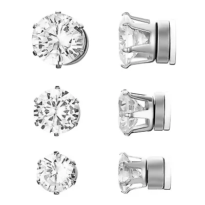 6/7mm Men Womens Magnetic Non Piercing CZ Stud Clip On Fake Earrings • $4.75