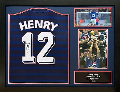Framed Thierry Henry Signed France Football Shirt With Proof & Coa Arsenal • £394.99