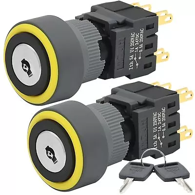 Key Switch 3 Position Rotary Switch 16MM 5/8 In 2NO2NC DPDT On Off 12V 24V 12... • $18.83