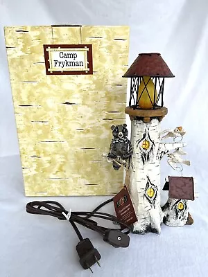 David Camp Frykman Fire Flickering Tabletop Night Light House Lamp Raccoon Tree • $30