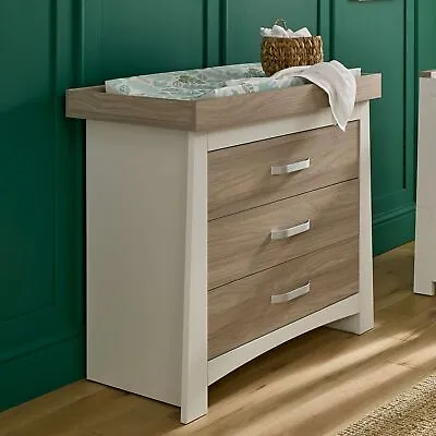 Baby Dresser Changer With Removable Top - Ada Ash Changing Table With 3 Drawers • £299