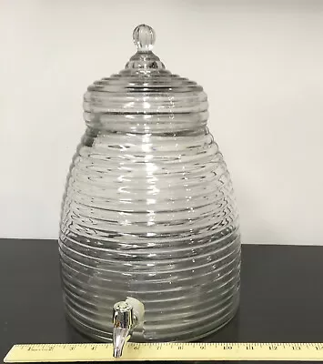 Large Vintage Beehive Shaped Glass Water Pitcher Drink Bar Dispenser Jug • $127.49