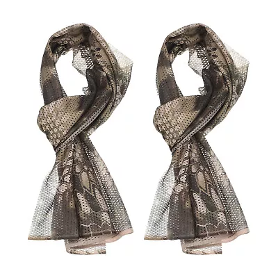 2Pcs 63 X20  Camo Scarf Camouflage Mesh Net Veil Desert Mesh Scarves Green • $14.38