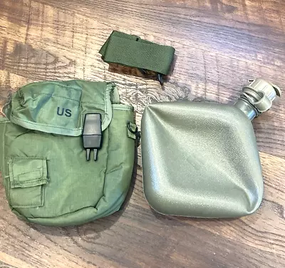 NEW US Military 2QT OD Cover & Strap & NEW 2 Quart Collapsible Canteen NBC CAP • $18