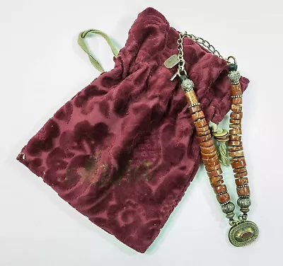 Masha Archer Designer Jasper Carnelian Silver And Metal Necklace With Pouch • $795