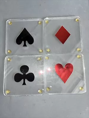 Vintage Plastic Square Coasters Playing Card Suits • $14.99