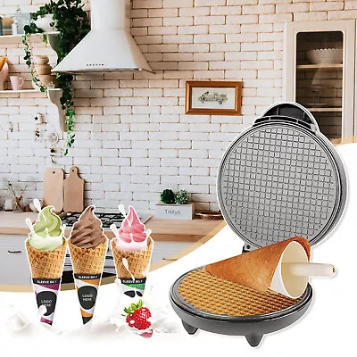 1200W Electric Ice Cream Cone Maker Waffle Cone Baking Machine Breakfast • £23.99