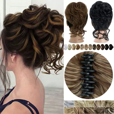 THICK Curly Claw On Chignon Wavy Messy Bun Updo Clip In Hair Piece Extensions UK • £8.80