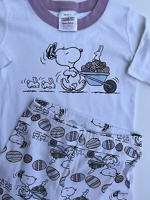 Hanna Andersson Unisex Snoopy Peanuts Easter Pajama Set Blue 3t 90cm • $14