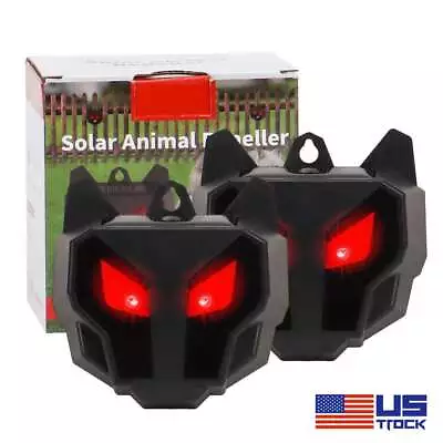 2 X Solar Nocturnal Animal Repeller Raccoon Skunk Deer Deterrent Red LED Lights • $14.22