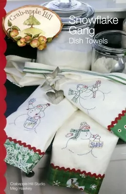 Snowflake Gang Dish Towels - Pattern By Meg Hawkey - Snowman Christmas Designs • $10