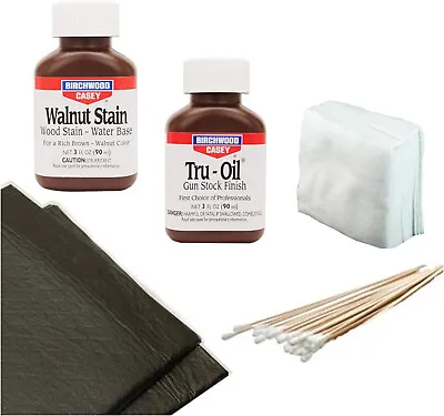 Tru-Oil And Walnut Stain For Gun Wood Stock & Grip Refinishing W/ Absorbent Pads • $21.99