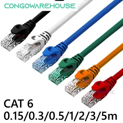 Cat 6 0.15m 0.3m 0.5m 1m 2m 3m 5m RJ45 UTP Ethernet Network Lan Cable Patch Lead • $5.95