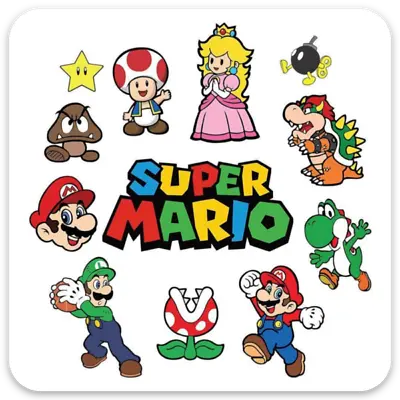 Super Mario Brothers Bros Sticker - Nintendo Mario Luigi Toad Princess Yoshi • $5.45
