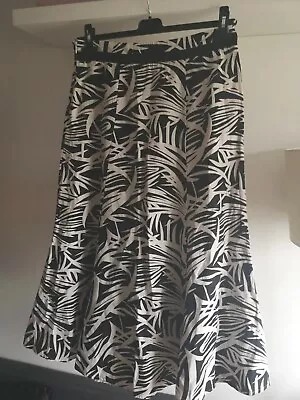 Summer 100% Linen Skirt Black & White Pattern UK 12 Eur 40 Quality POMODORO  • £9.99