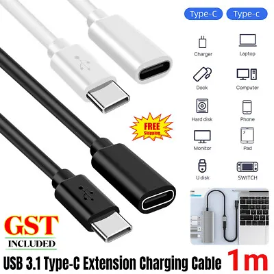 $6.91 • Buy Type-C Extension Charging Cable USB 3.1 USB-C Male To Female Cord Lead 1M