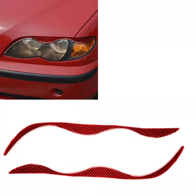 2pcs For BMW E46 Red Carbon Fiber Headlight Eyebrow Sticker Trim • $14.74