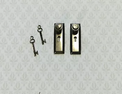 Dollhouse Doorknob Set With Keyhole & Keys 1:12 Scale Miniature Dark Pewter • $6.49