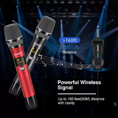 LEKATO Wireless Microphone Powerful UHF Metal Dynamic MIC W/Receiver Clear Sound • $87.99