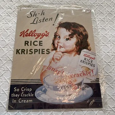 Kellogg's Rice Krispies Breakfast Cereal Retro Metal Tin Sign 16 By 12 Inches • £11.45