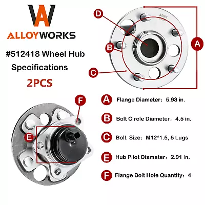 2pcs Rear Wheel Hub And Bearing Assembly 5 Lug For 2008-2015 Scion XB FWD 512418 • $76.99