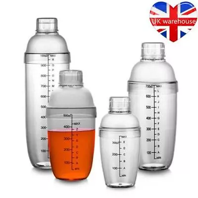 Plastic Cocktail Shaker Drink Mixer Bar Tool With Scale 350ml/500ml/700ml/1000ml • £6.90