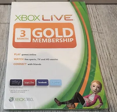 Brand New Microsoft Xbox Live 3 Month Gold Membership Xbox 360 Slight Rip Case • £32.99