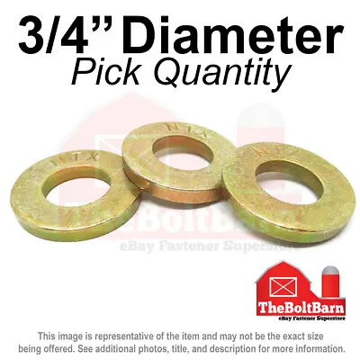 3/4  SAE Extra Thick Flat Washers Grade 8 Steel Zinc Yellow (Pick Quantity) • $10.88