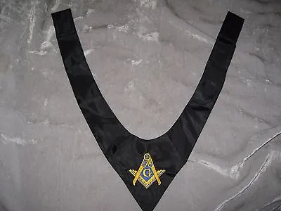 Black Masonic Square Compass Cravat Tie Embroidered Fraternity Freemason NEW! • $16.95