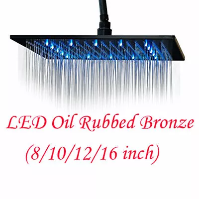 $44 • Buy 8 10 12 16  LED Shower Head Rainfall Square Overhead Sprayer Matte Black