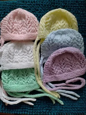Hand Knitted Beanie Baby Bonnet 0-3 Months Choice Of Colour Handmade New • £4.50