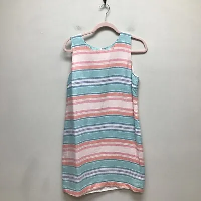 $44.24 • Buy Island Company Womens Shift Dress Multicolor Midi Stripe Lined Sleeveless L New