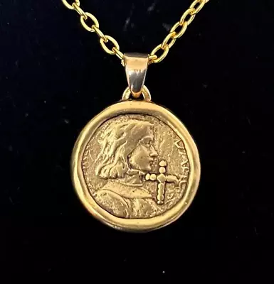 Joan Of Arc Necklace Patron Saint Of Soldiers Religious Medal Pendant • $26