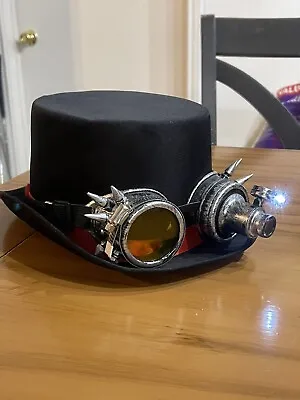 Black Steampunk Costume Hat W/Goggles And Light • $9.99