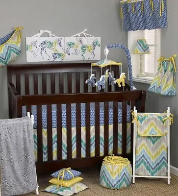 Zebra Romp 8 Piece Crib Bedding Set • $206.56