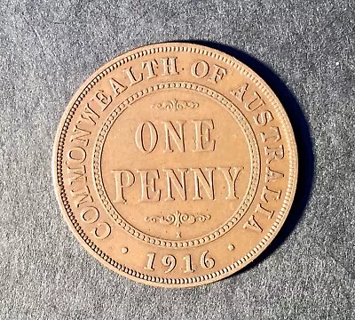 1916 Penny Australian Predecimal Coin. KGV Penny. X 1 Coin Ungraded • $11.95