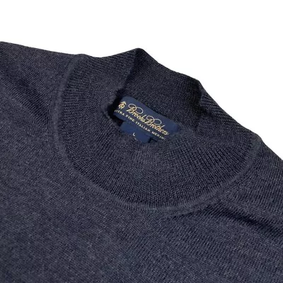 Brooks Brothers Men's 100% Wool Mock Turtleneck Pullover Sweater Navy • Large • $27.49