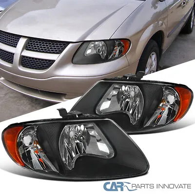 Fits 2001-2007 Dodge Caravan Chrysler Town & Country Black Headlights Lamp LH+RH • $68.95