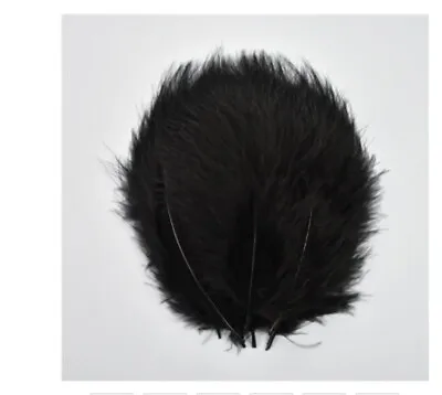 BLACK Dyed Marabou  FEATHERS  X 20 Pcs BLACK Millinery And Crafts 5 X 7  UK. • £3.50