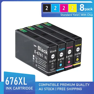 8 X Non-OEM Ink Cartridge 676XL For Epson Workforce Pro WP-4530 WP-4540 • $39.87