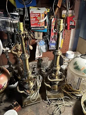 Vintage Fire Hose Nozzle Light Lamps Gift For Your Favorite Fireman Brass Set • $250