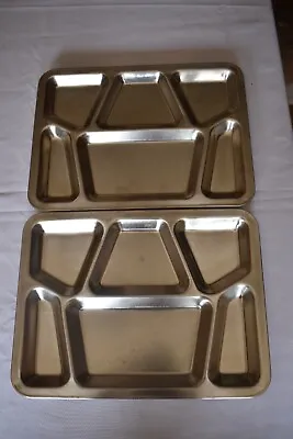 Vintage Military Stainless Steel Cafeteria Food Tray Lot Of 2 • $30