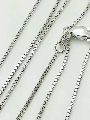 10k Solid White Gold Box Link Necklace Pendant Chain 16  - 24  .8mm • $153.91