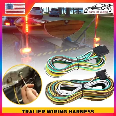 25' 4 Pin Flat Trailer Wiring Harness Kit Wishbone Style For Trailer Tail Lights • $14.24