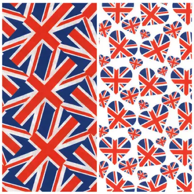 Union Jack Jubilee Coronation 100% Cotton Fabric Material 150 Cm Wide • £1.50