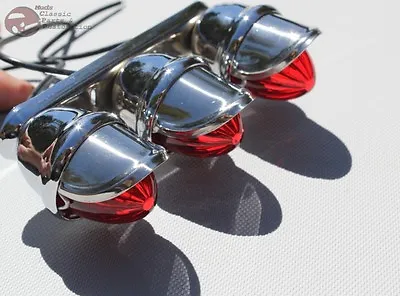 Mini Outside Tri Marker Light Set Visor Bolt On Custom Truck Hot Rat Rod Red New • $50.18