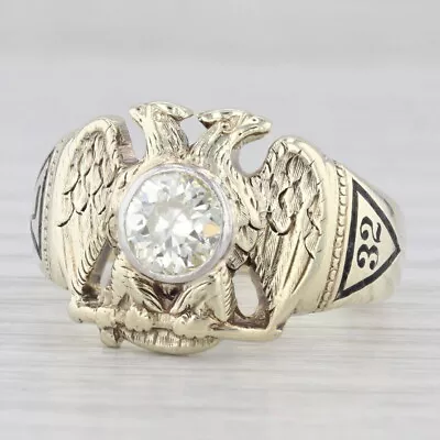 1ct Diamond Masonic Scottish Rite Ring 14k Gold Eagle Yod 32nd 14th Degree • $3499.99