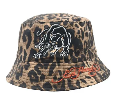 Ed Hardy Panther Leopard Print Reversible Black Bucket Hat One Size • $19.99